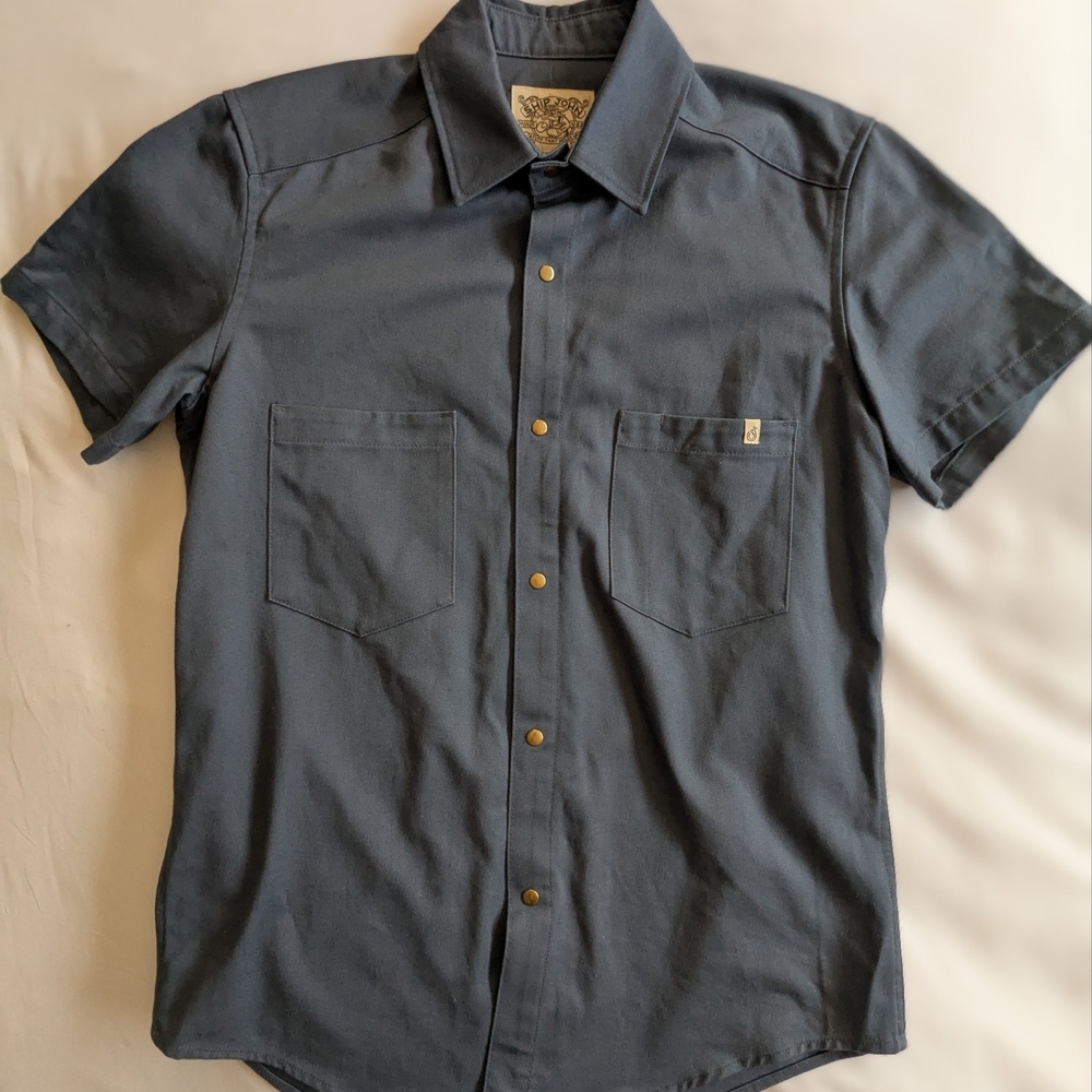 Ship John Jerry Shirt Short Sleeve - Slate Blue Twill